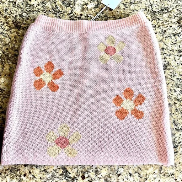 Emory Park Dolls Kill Size LARGE Knit Floral Sweater Mini Skirt Hippie Disco - Picture 4 of 11